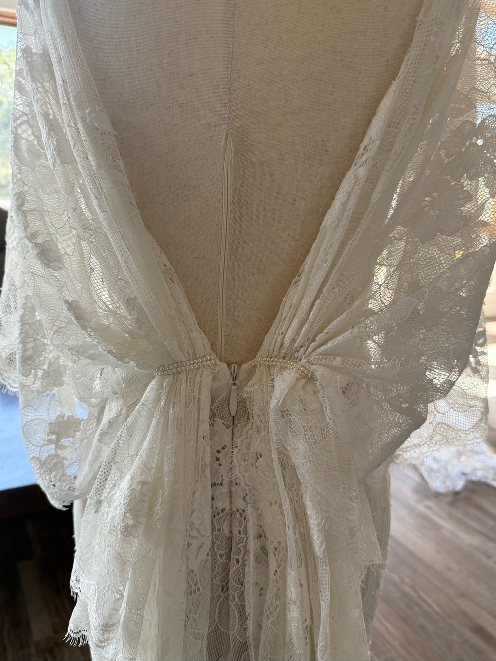 Lillian West Fit-and-Flare Lace Wedding Dress - Ivory - Picture 17 of 17